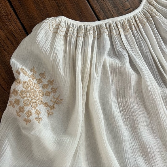 C&C California 1X Boho Embroidered Lightweight Top Cream Festival Beachy Cottage - Picture 9 of 11